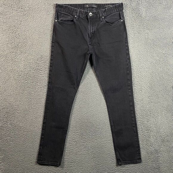 Guess Jeans Mens 34x30 Black Slim Tapered Fit Stretch Denim Casual Designer - Picture 1 of 14